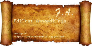Fürst Annamária névjegykártya